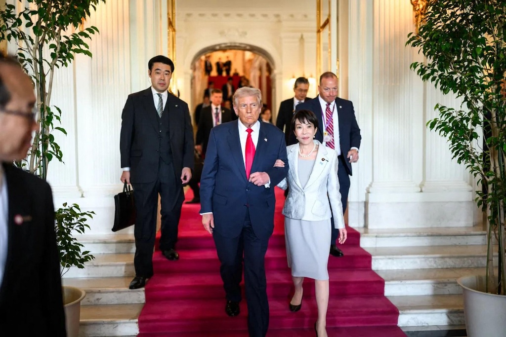 Sanae Takaichi and Donald Trump pictured in Japan in October 2025.