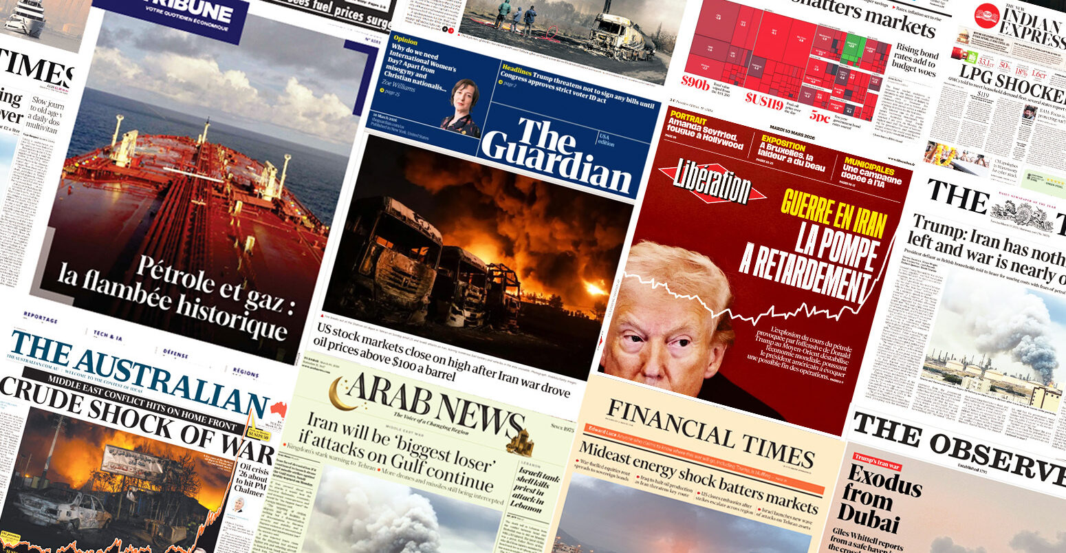 Montage of newspapers by Tom Prater for Carbon Brief.